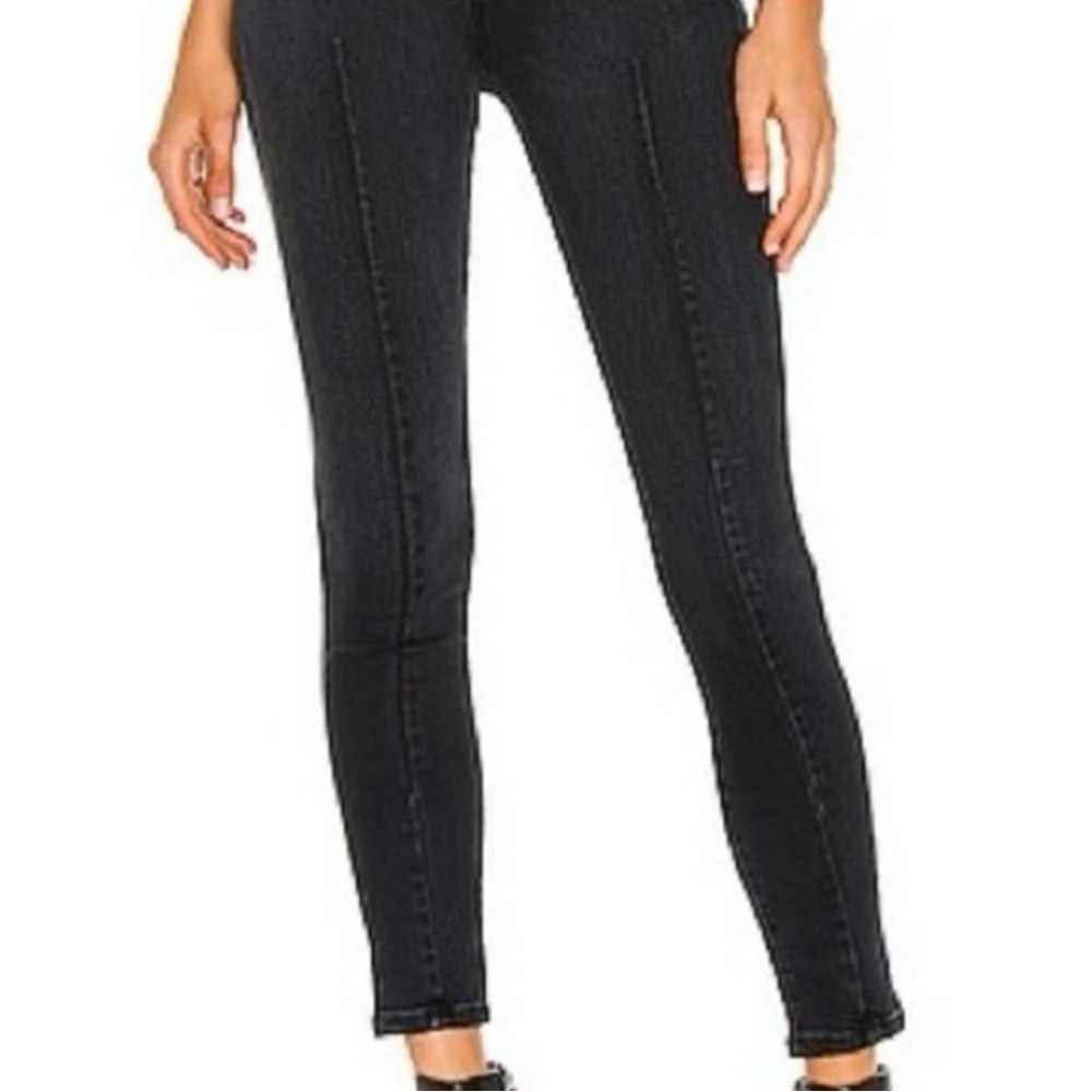 Jonathan Simkhai Front Seam With Dart Rae High Waisted Skinny Ankle Jean in Noir